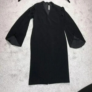 Dion Lee Sheath Dress Black Color Tulip Sleeves V Neckline Sz 8 Defects